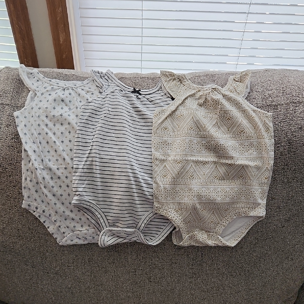 Carter's Cream and Gold Patterned Baby Bodysuit